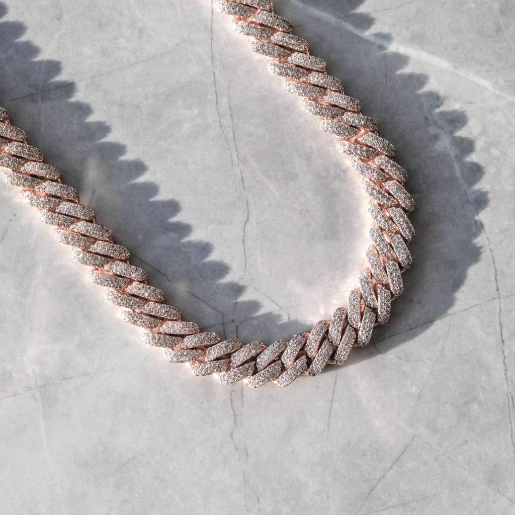 12mm Diamd Prong Chain-Rose Gold Color - RKSCART