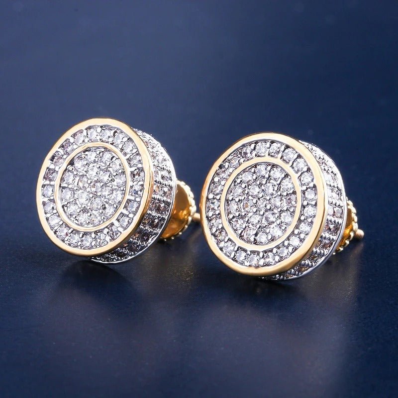 2-Tone Cz Round Cut Earrings - RKSCART