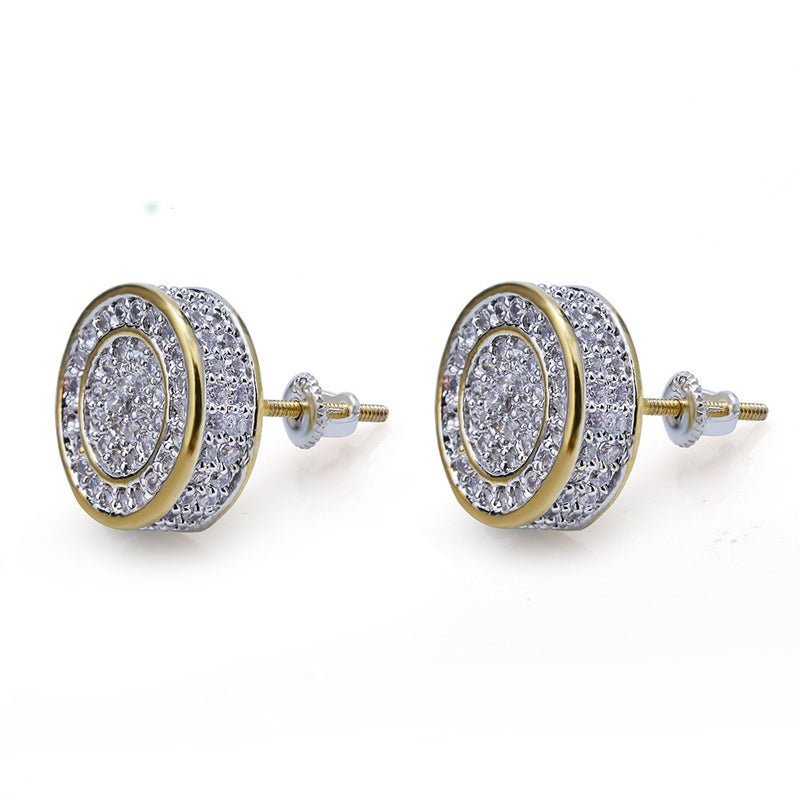 2-Tone Cz Round Cut Earrings - RKSCART