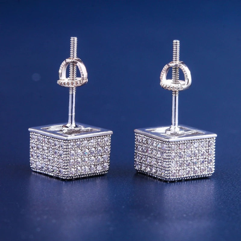 Iced Cubic Earrings White Gold Color