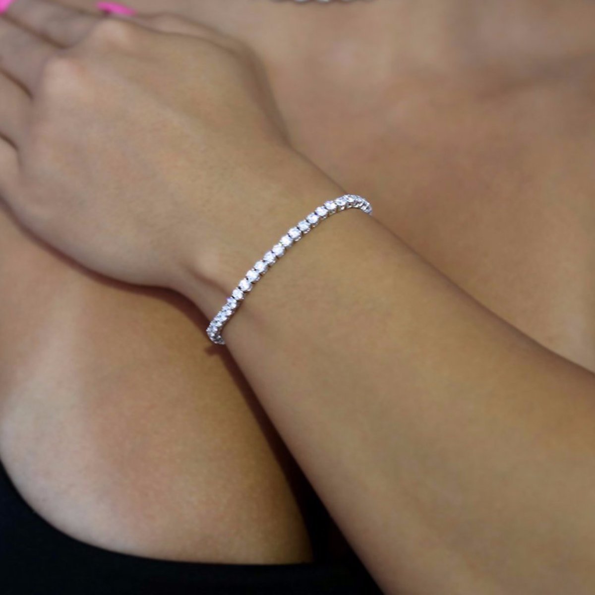 2.8mm Premium Cz Tennis Bracelets White Gold Color - RKSCART