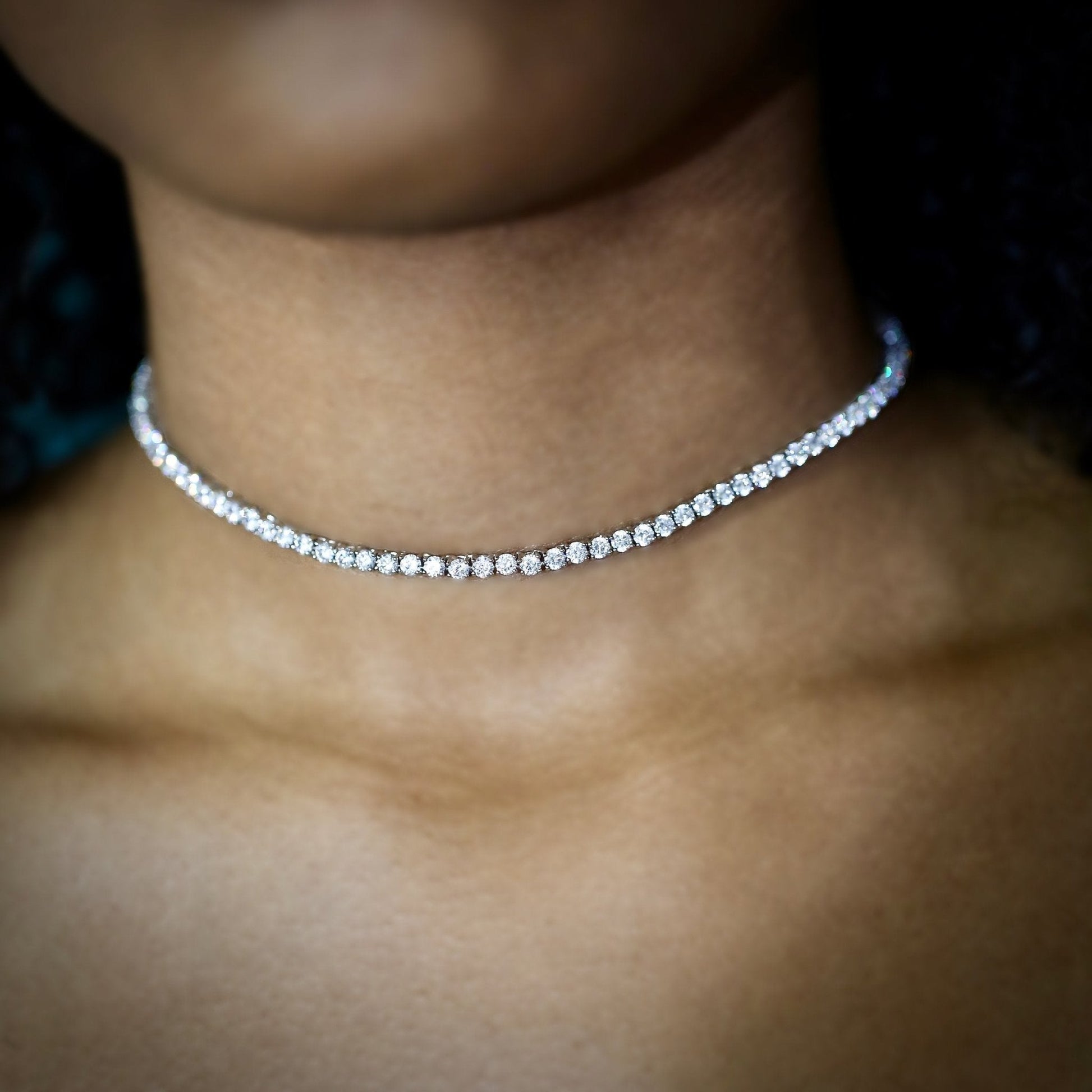 2.8mm Premium Cz Tennis Choker White Gold Color - RKSCART