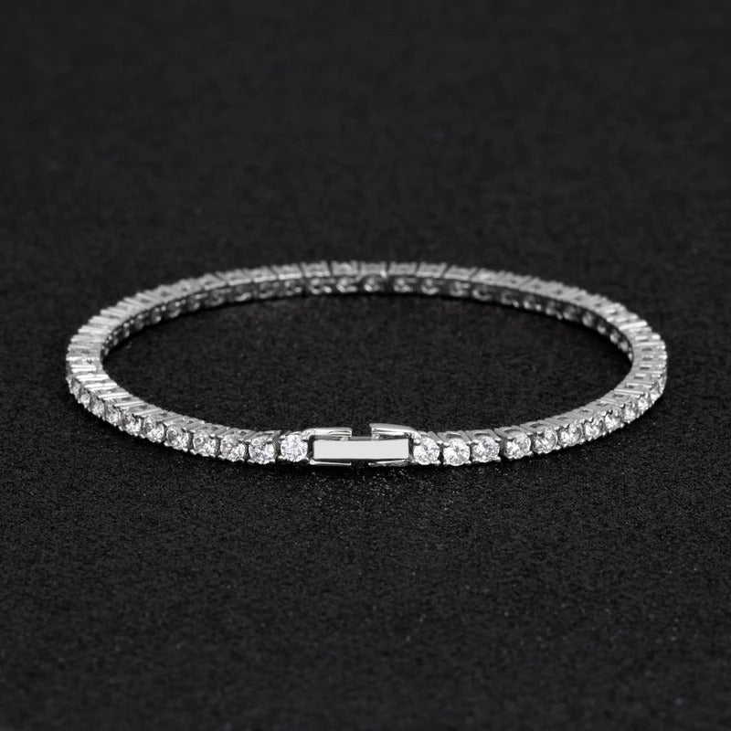 3mm Tennis Bracelets Alloy White Gold Color Plated - RKSCART