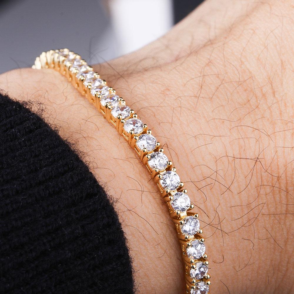 3mm Tennis Bracelets Alloy Yellow Gold Color Plated - RKSCART