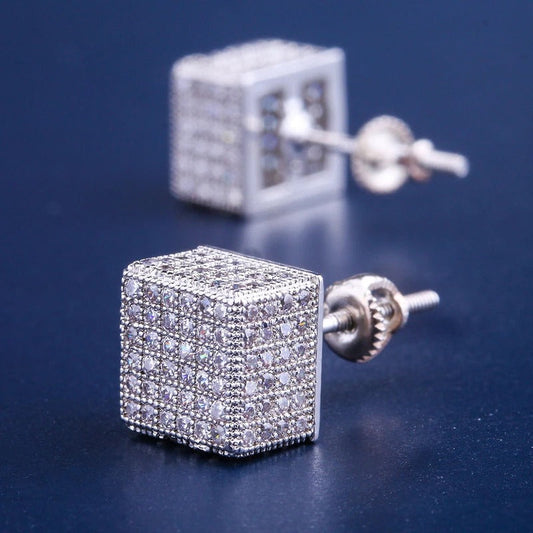 Iced Cubic Earrings White Gold Color