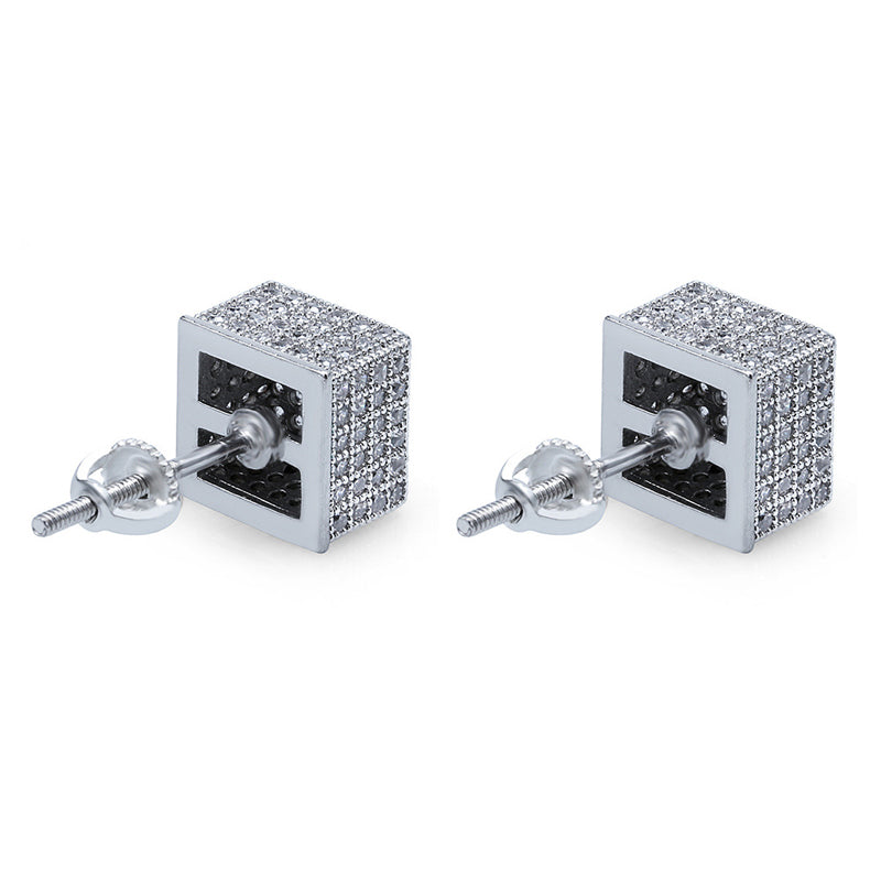 Iced Cubic Earrings White Gold Color