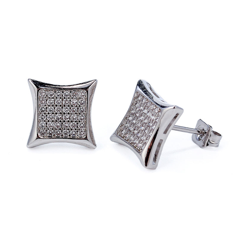 cz Square Shape White Gold Color Earrings