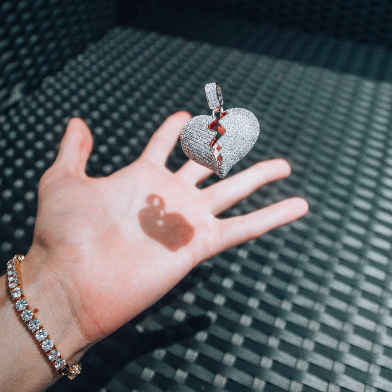 Broken Heart Pendant Yellow Gold Color