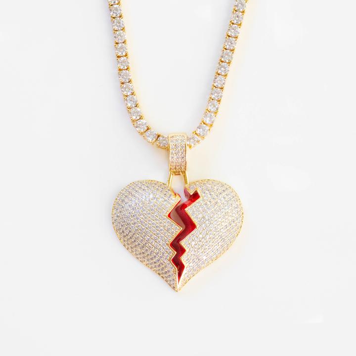 Broken Heart Pendant Yellow Gold Color