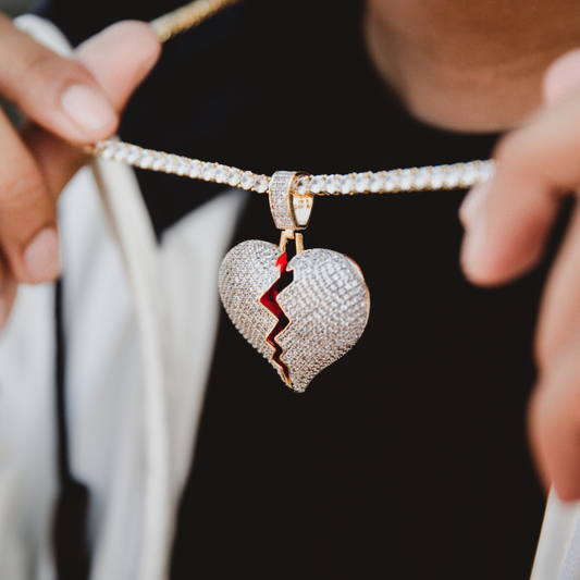 Broken Heart Pendant Yellow Gold Color