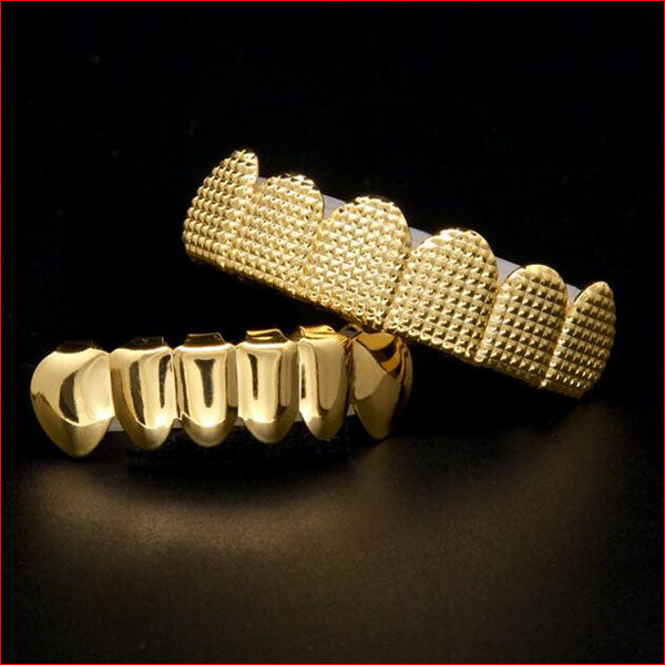 Hiphop Yellow Gold Color Plated Teeth Grillz