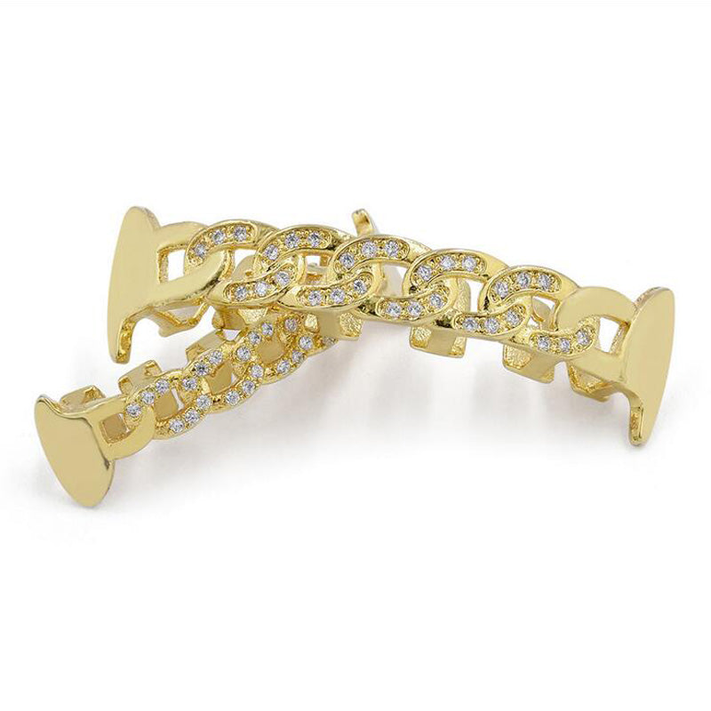 Cuban Link Yellow Gold Color Plated Simulated TeethGrillz