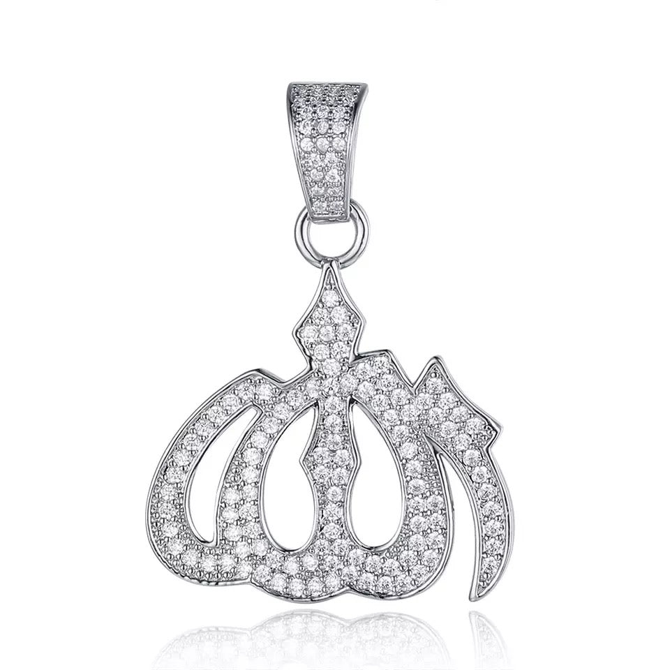 Allah cz Pendant White Gold Color - RKSCART