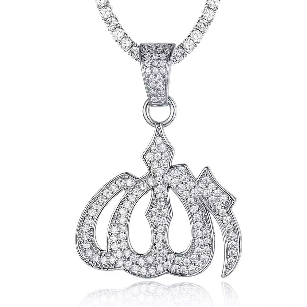 Allah cz Pendant White Gold Color - RKSCART