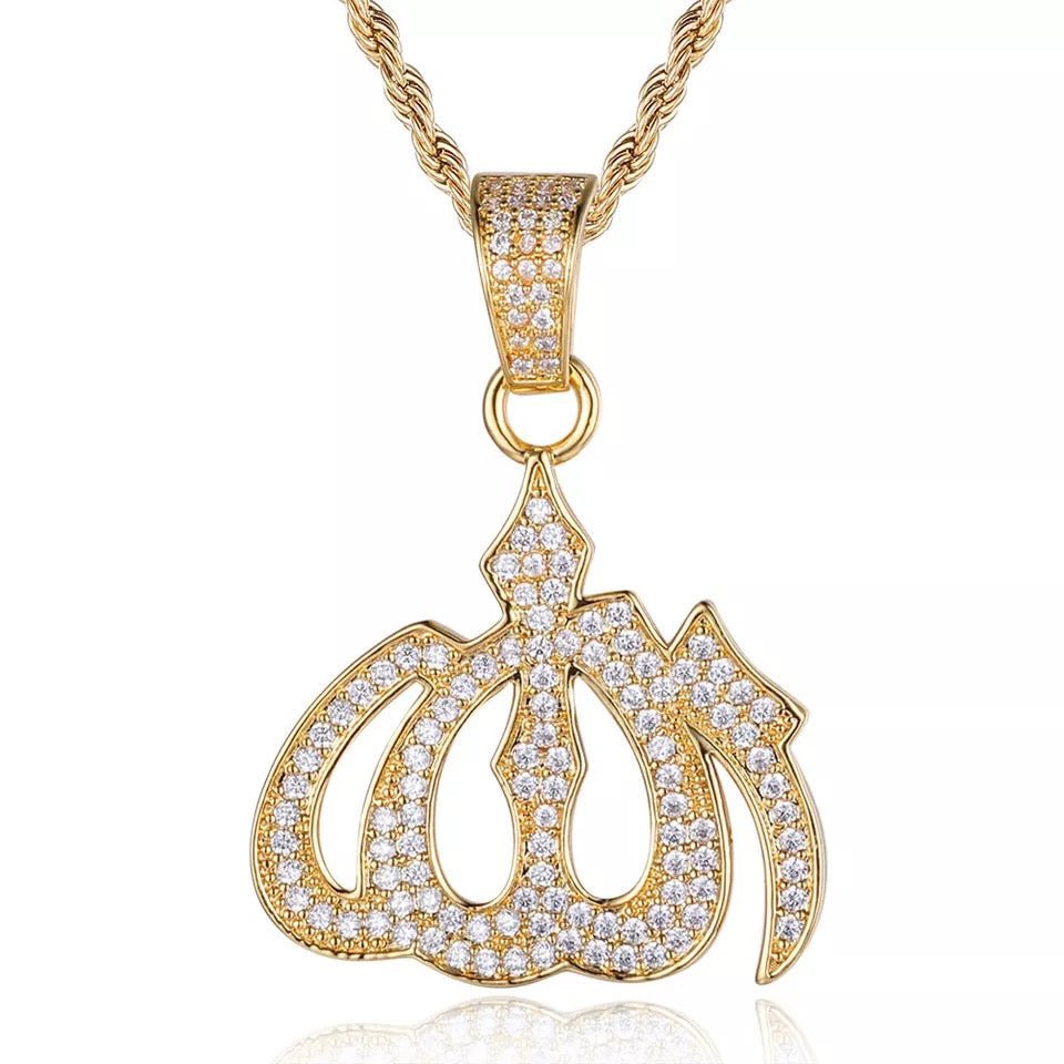 Allah cz Pendant Yellow Gold Color - RKSCART