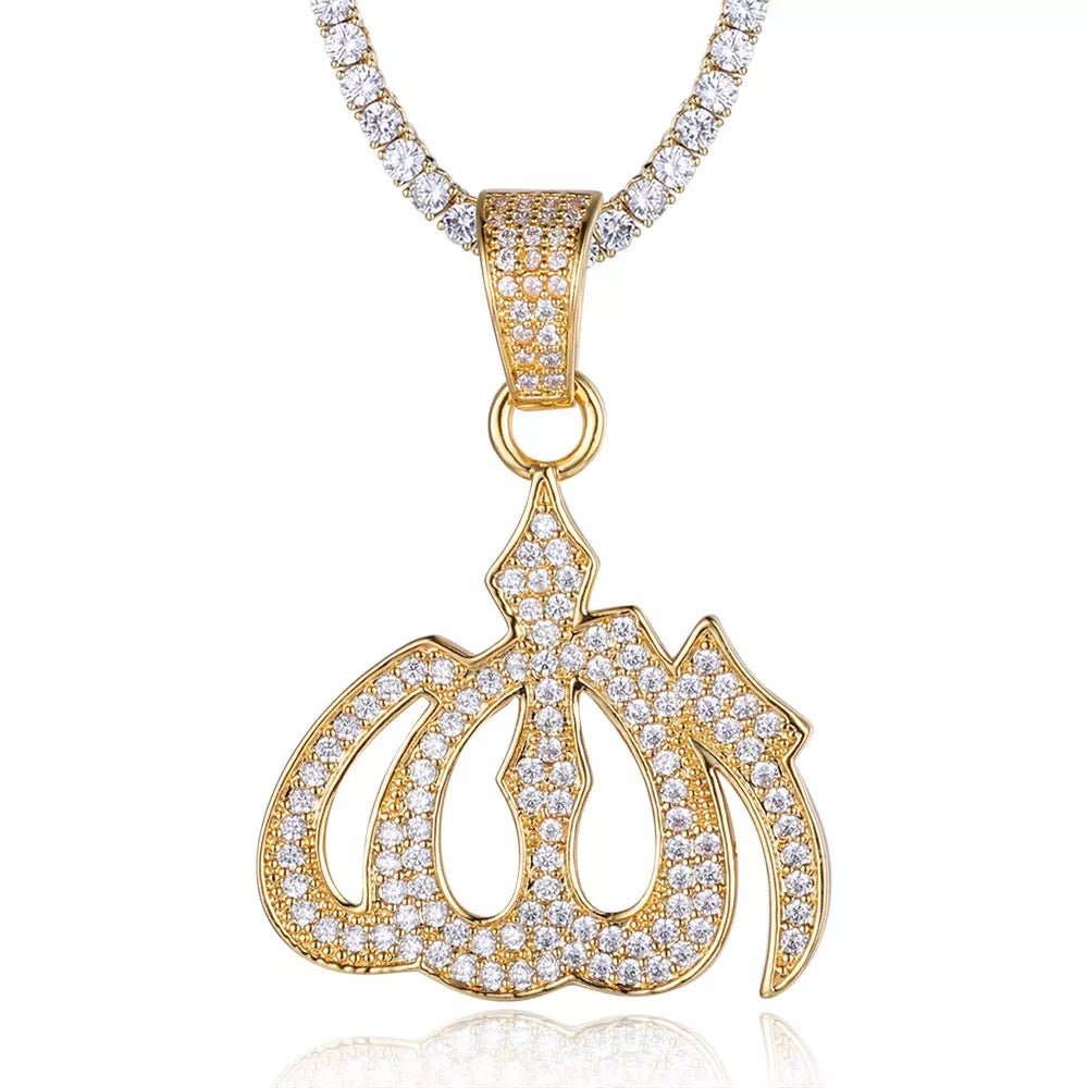 Allah cz Pendant Yellow Gold Color - RKSCART