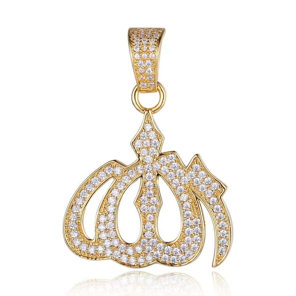 Allah cz Pendant Yellow Gold Color - RKSCART