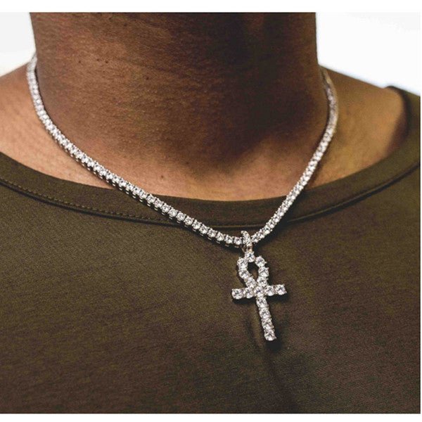 Ankh Key Pendant White Gold Color Plated - RKSCART