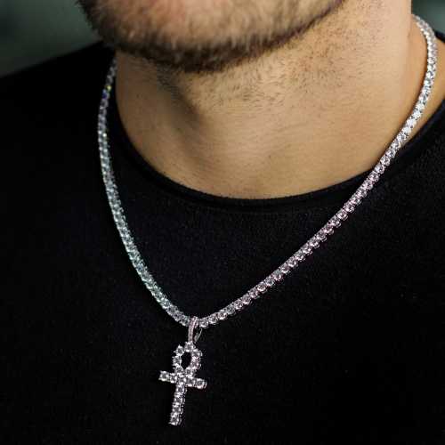 Ankh Key Pendant White Gold Color Plated - RKSCART