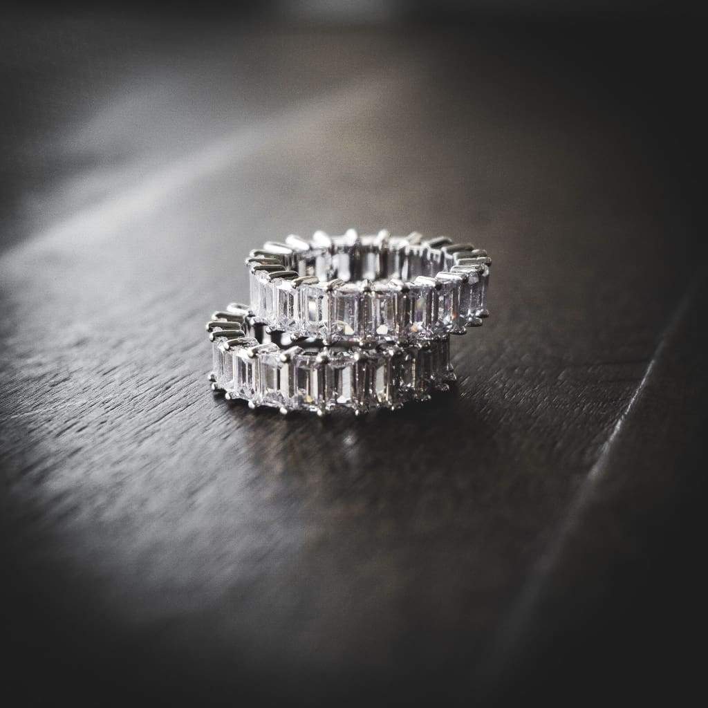 Baguette cz Eternity Rings White Gold Color - RKSCART