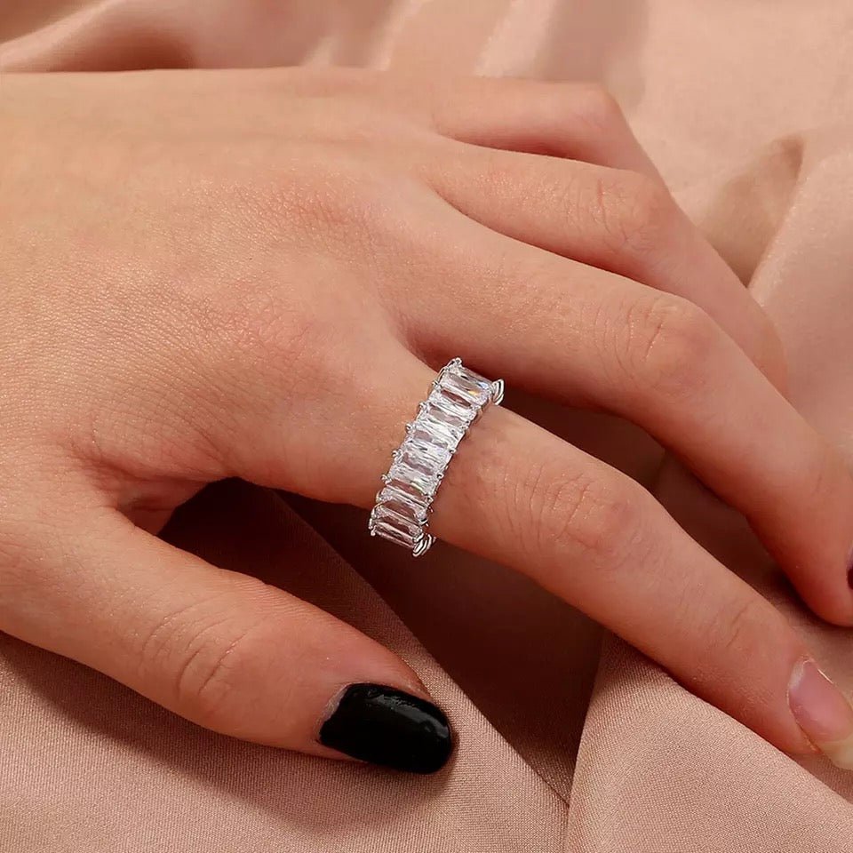 Baguette cz Eternity Rings White Gold Color - RKSCART