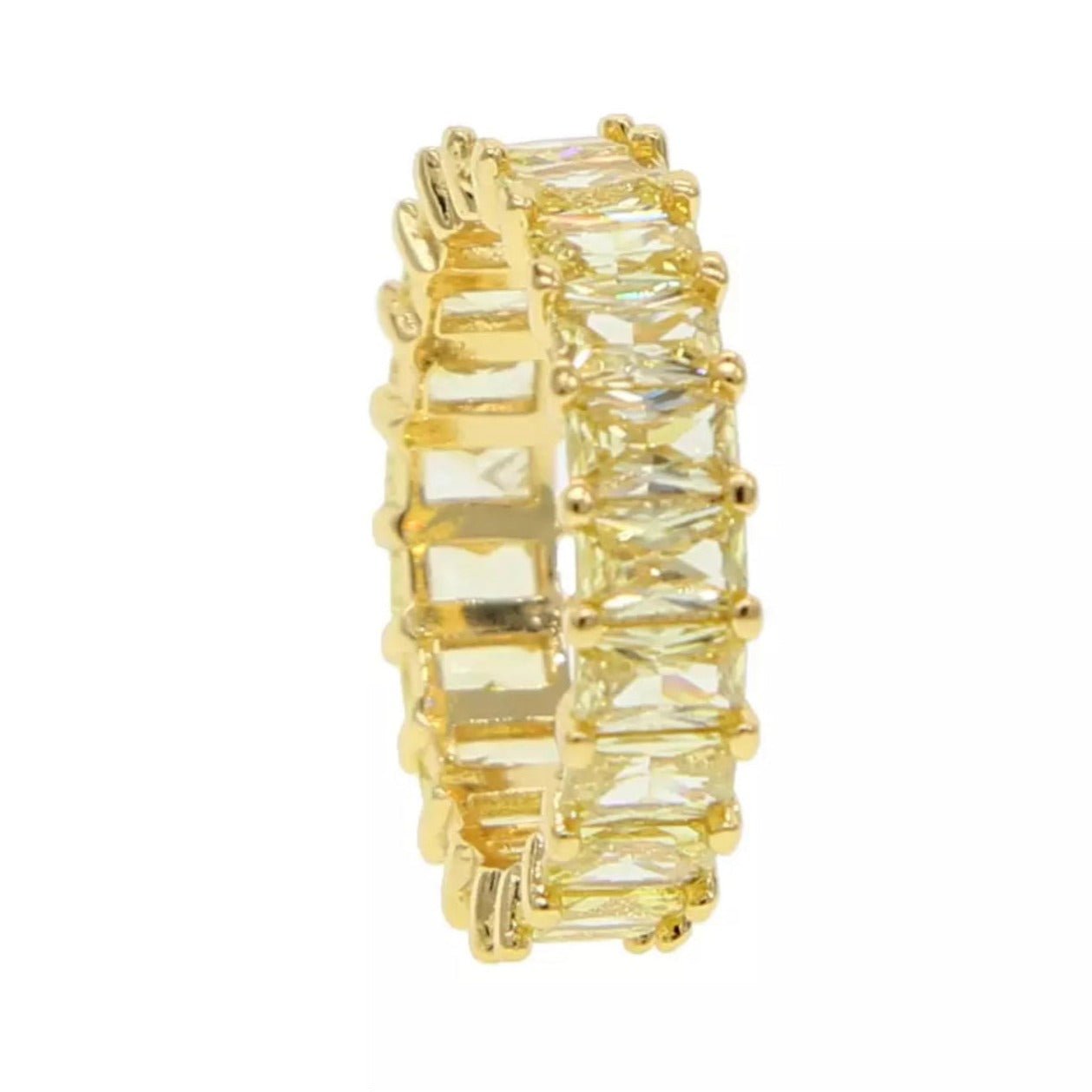 Baguette cz Eternity Rings Yellow Gold Color - RKSCART