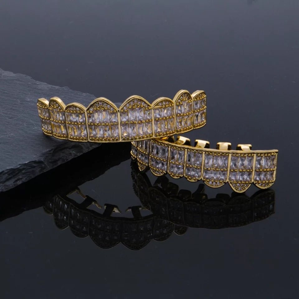 Baguette Teeth Grillz Yellow Gold Color - RKSCART