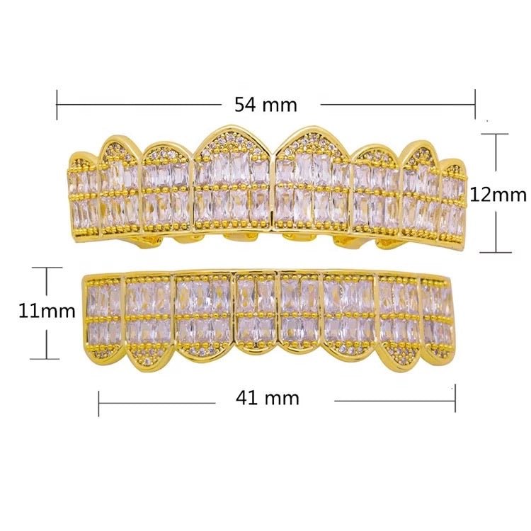 Baguette Teeth Grillz Yellow Gold Color - RKSCART