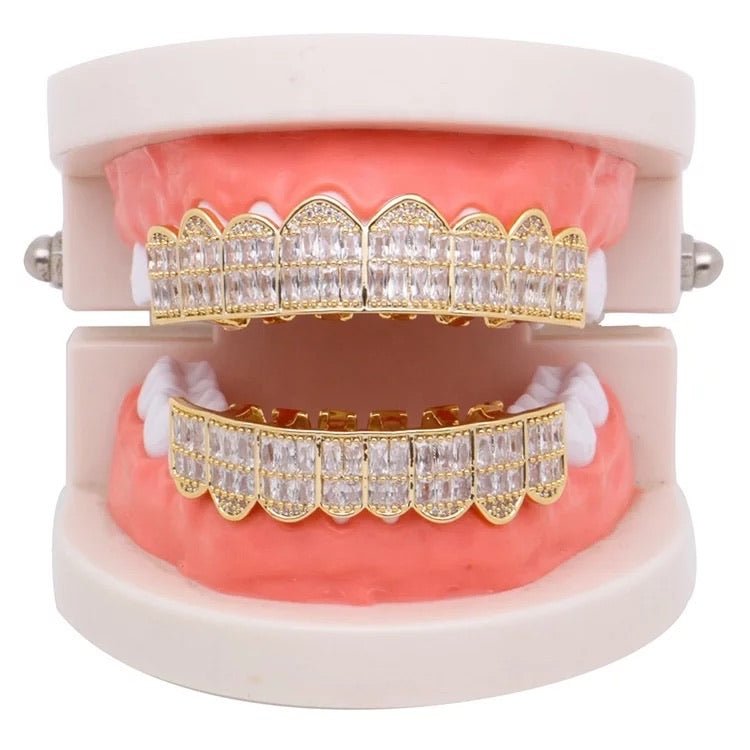 Baguette Teeth Grillz Yellow Gold Color - RKSCART