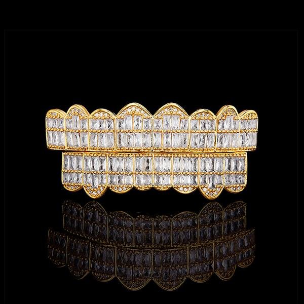 Baguette Teeth Grillz Yellow Gold Color - RKSCART