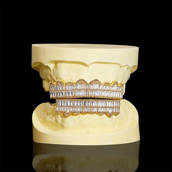 Baguette Teeth Grillz Yellow Gold Color - RKSCART