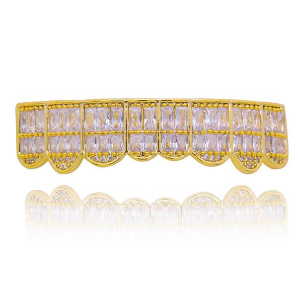 Baguette Teeth Grillz Yellow Gold Color - RKSCART