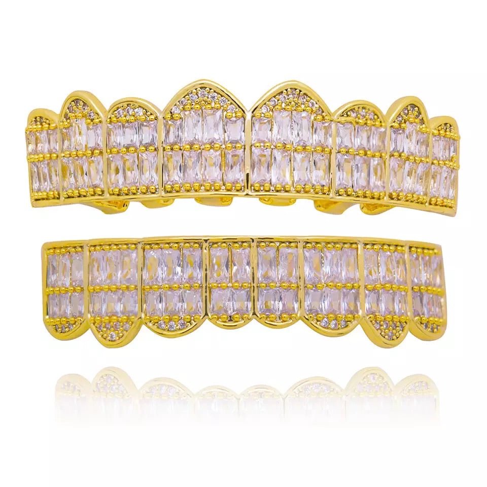 Baguette Teeth Grillz Yellow Gold Color - RKSCART