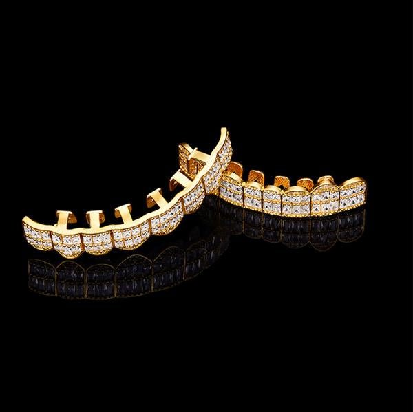 Baguette Teeth Grillz Yellow Gold Color - RKSCART