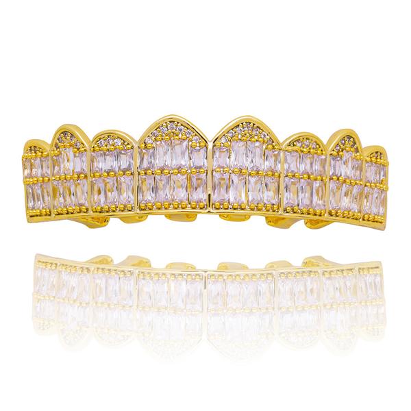 Baguette Teeth Grillz Yellow Gold Color - RKSCART