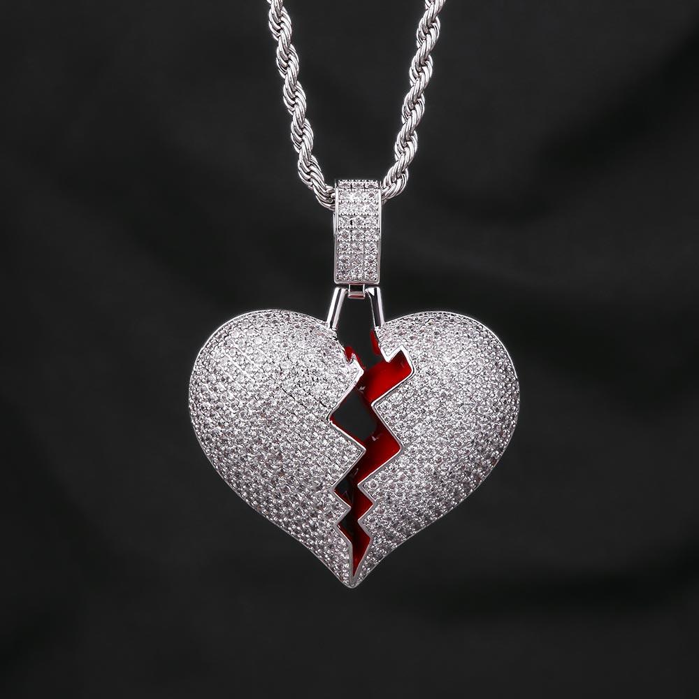 Broken Heart Pendant White Gold Color - RKSCART