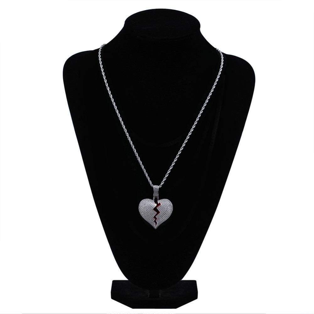 Broken Heart Pendant White Gold Color - RKSCART