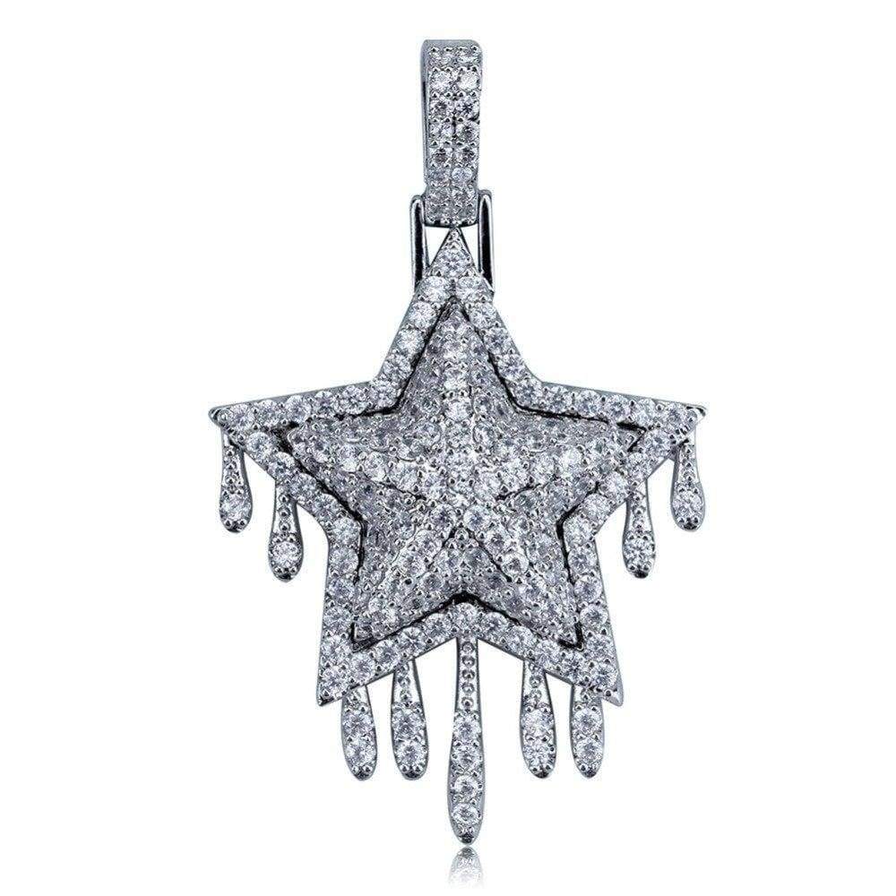 Dripping Star Pendant White Gold Color