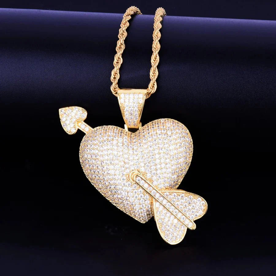 💘HEART ARROW PENDANT YELLOW GOLD COLOR💘HEART ARROW PENDANT YELLOW GOLD COLOR - RKSCART