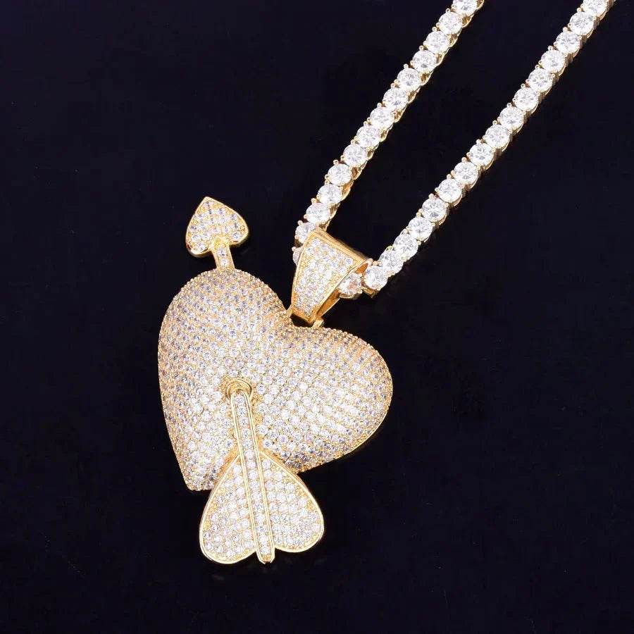 💘HEART ARROW PENDANT YELLOW GOLD COLOR💘HEART ARROW PENDANT YELLOW GOLD COLOR - RKSCART