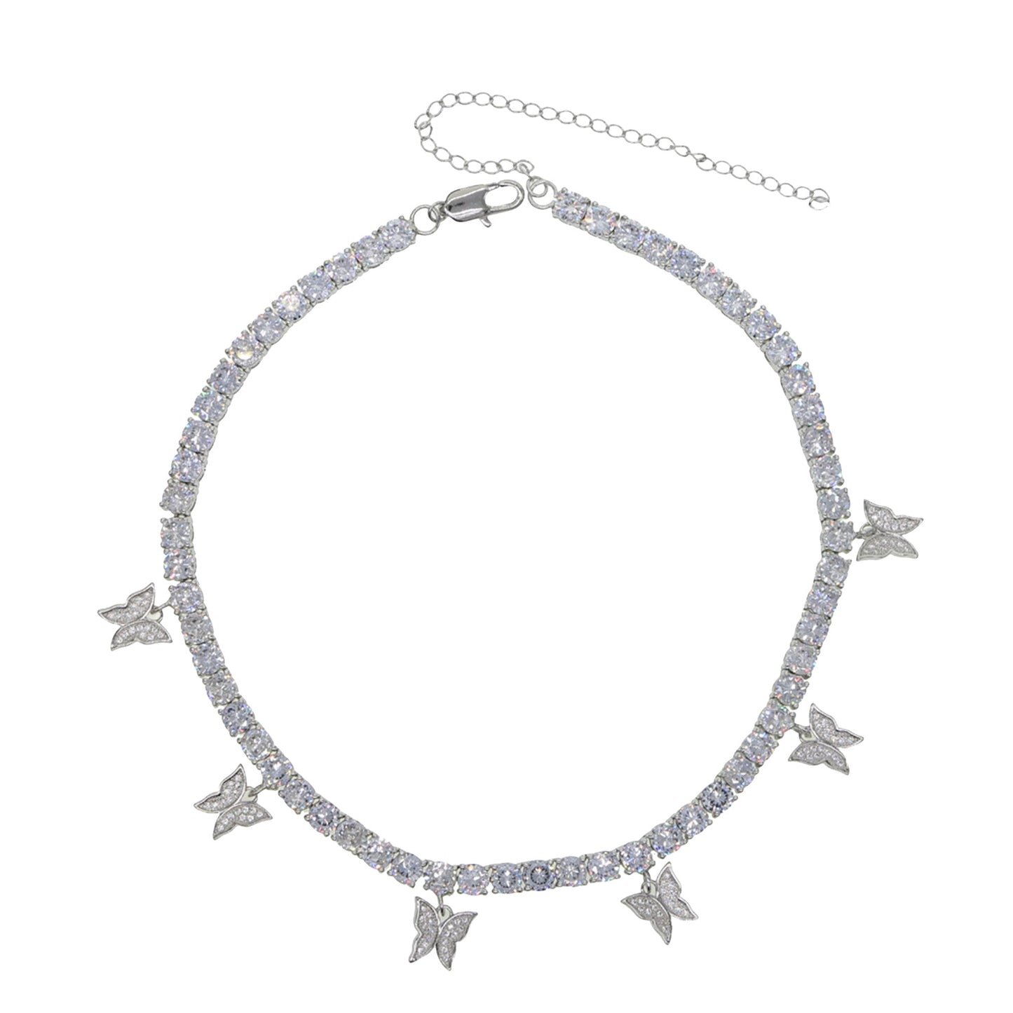 Butterfly Premium cz Tennis Choker White Gold Color