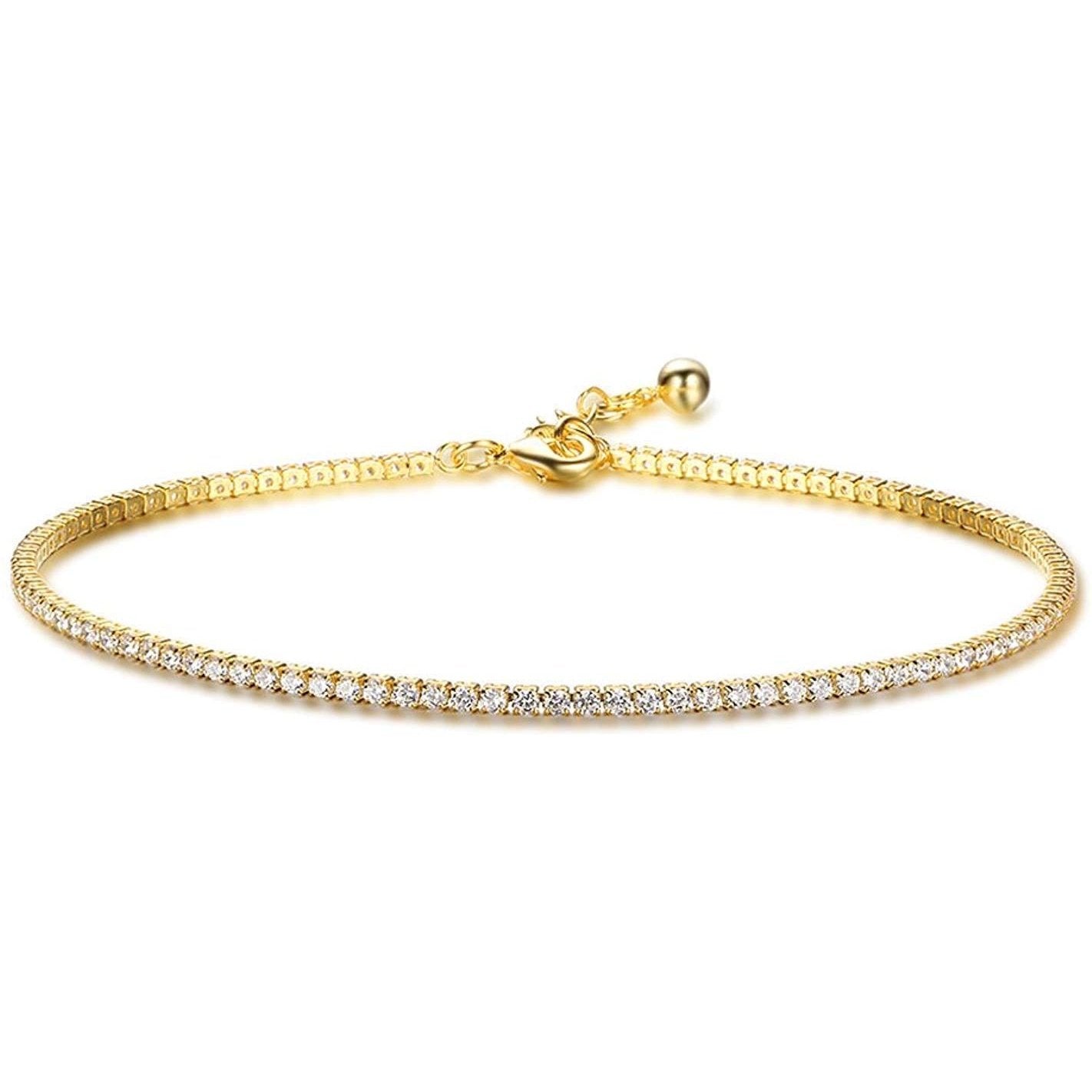 cz Tennis Anklet Yellow Gold Plated