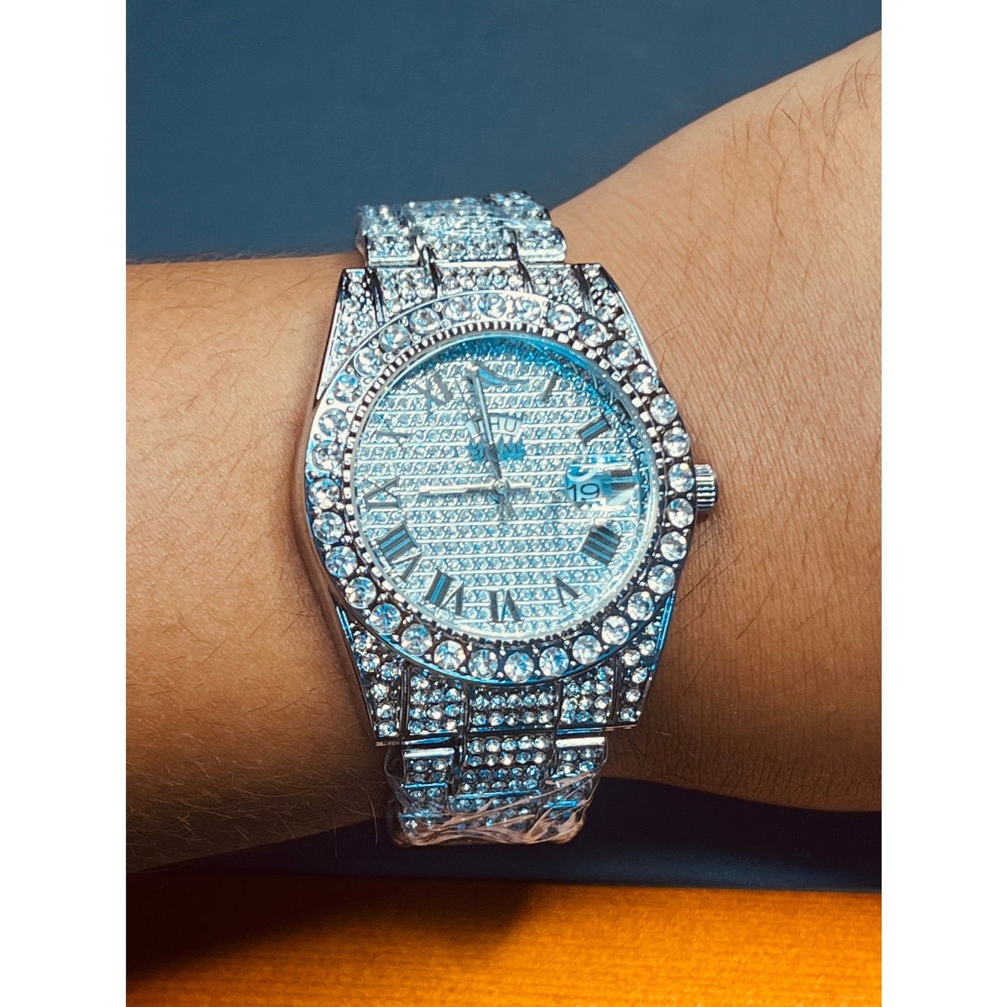 Nautical Watch cz White Gold Color