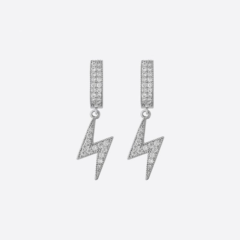 Lightning Earring White Gold Color