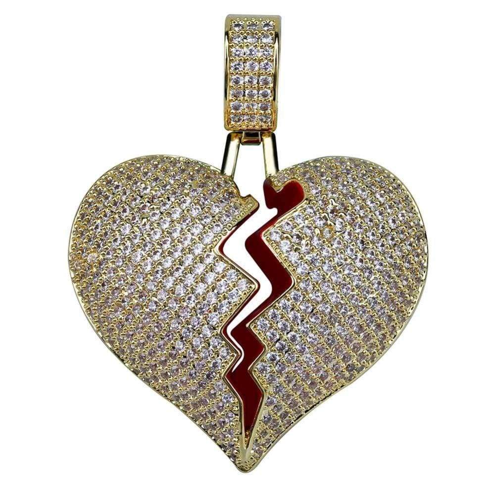 Broken Heart Pendant Yellow Gold Color